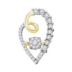 0.20 CTW Diamond Cluster Heart Pendant 10KT Yellow Gold - REF-31W4K