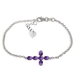 Genuine 1.70 ctw Amethyst Bracelet Jewelry 14KT White Gold - REF-59R8P