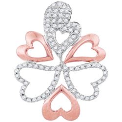 0.20 CTW Diamond Oval Heart Cluster Pendant 10KT Two-tone Gold - REF-24K2W