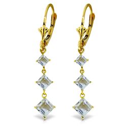 Genuine 4.79 ctw Aquamarine Earrings Jewelry 14KT Yellow Gold - REF-63T2A