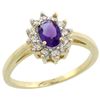 Image 1 : Natural 0.67 ctw Amethyst & Diamond Engagement Ring 14K Yellow Gold - REF-48H6W