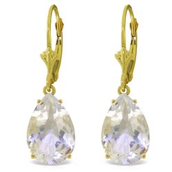 Genuine 10 ctw White Topaz Earrings Jewelry 14KT Yellow Gold - REF-45P3H