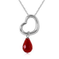 Genuine 3.3 ctw Ruby Necklace Jewelry 14KT White Gold - REF-30V7W