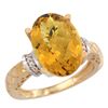 Image 1 : Natural 5.53 ctw Whisky-quartz & Diamond Engagement Ring 14K Yellow Gold - REF-57W8K