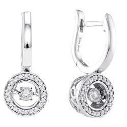 0.33 CTW Diamond Dangle Earrings 10KT White Gold - REF-44W9K