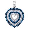 Image 1 : 0.90 CTWBlue Color Diamond Heart Outline Pendant 10KT White Gold - REF-34W4K