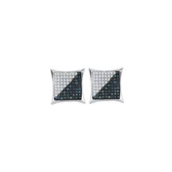 0.32 CTW Blue Color Diamond Square Kite Cluster Earrings 10KT White Gold - REF-19X4Y