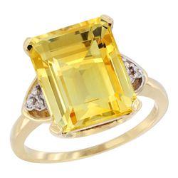 Natural 5.44 ctw citrine & Diamond Engagement Ring 10K Yellow Gold - REF-32Z2Y