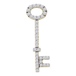 0.50 CTWDiamond Oval Key Pendant 14KT White Gold - REF-44F9N