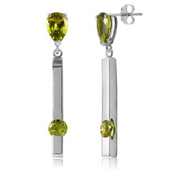 Genuine 4.25 ctw Peridot Earrings Jewelry 14KT White Gold - REF-54A6K