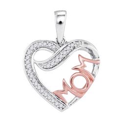 0.08 CTW Diamond Mom Heart Pendant 10KT Two-tone Gold - REF-12X2Y