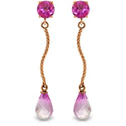 Genuine 4.3 ctw Pink Topaz Earrings Jewelry 14KT Rose Gold - REF-24K4V