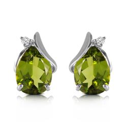 Genuine 4.26 ctw Peridot & Diamond Earrings Jewelry 14KT White Gold - REF-46T2A