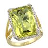 Image 1 : Natural 13.72 ctw Lemon-quartz & Diamond Engagement Ring 10K Yellow Gold - REF-57H8W