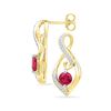 Image 1 : 0.98 CTW Created Ruby Solitaire Oval Diamond Earrings 10KT Yellow Gold - REF-19W4K