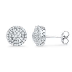 0.50 CTWDiamond Cluster Screwback Earrings 10KT White Gold - REF-37K5W