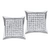 Image 1 : 0.05 CTW Diamond Square Kite Cluster Screwback Earrings 10KT White Gold - REF-7N4F