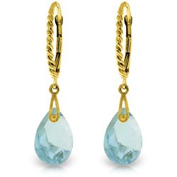 Genuine 6 ctw Blue Topaz Earrings Jewelry 14KT Yellow Gold - REF-30X6M