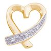 Image 1 : 0.02 CTW Diamond Small Ribbon Heart Pendant 10KT Yellow Gold - REF-6W2K