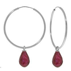 Genuine 6.6 ctw Ruby Earrings Jewelry 14KT White Gold - REF-26M7T