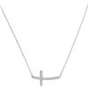 Image 1 : 0.10 CTW Diamond Horizontal Cross Pendant 10KT White Gold - REF-19W4K