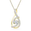 Image 1 : 0.25 CTW Diamond Cradled Cluster Teardrop Pendant 10KT Yellow Gold - REF-19Y4X