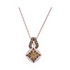 Image 1 : 0.62 CTW Brown Color Diamond Diagonal Square Cluster Pendant 14KT Rose Gold - REF-64M4H