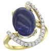 Image 1 : Natural 4.91 ctw Lapis & Diamond Engagement Ring 14K Yellow Gold - REF-85G7M