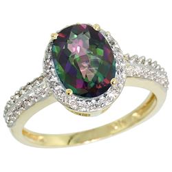 Natural 1.91 ctw Mystic-topaz & Diamond Engagement Ring 14K Yellow Gold - REF-41Y3X