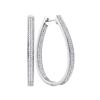 Image 1 : 1 CTW Diamond Oval Hoop Earrings 10KT White Gold - REF-82F4N