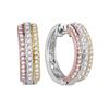 Image 1 : 0.25 CTW Diamond Hoop Earrings 10KT Tri-Tone Gold - REF-30M2H