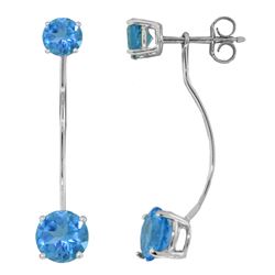 Genuine 4.3 ctw Blue Topaz Earrings Jewelry 14KT White Gold - REF-30X6M