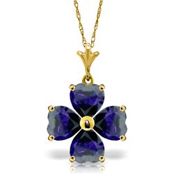 Genuine 3.6 ctw Sapphire Necklace Jewelry 14KT Yellow Gold - REF-52W2Y