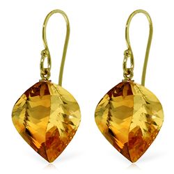 Genuine 23.5 ctw Citrine Earrings Jewelry 14KT Yellow Gold - REF-39A3K