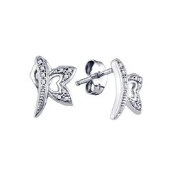 0.05 CTW Diamond Butterfly Bug Earrings 10KT White Gold - REF-13F4N