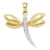 Image 1 : 0.03 CTW Diamond Dragonfly Winged Bug Insect Charm Pendant 10KT Yellow Gold - REF-7F4N