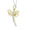 Image 2 : 0.03 CTW Diamond Dragonfly Winged Bug Insect Charm Pendant 10KT Yellow Gold - REF-7F4N