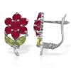 Image 1 : Genuine 2.12 ctw Peridot & Ruby Earrings Jewelry 14KT White Gold - REF-42Y7F