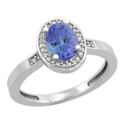 Natural 0.85 ctw Tanzanite & Diamond Engagement Ring 14K White Gold - REF-34G3M