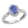 Image 1 : Natural 0.85 ctw Tanzanite & Diamond Engagement Ring 14K White Gold - REF-34G3M