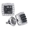 Image 1 : 0.50 CTWBlack Color Diamond Square Cluster Earrings 10KT White Gold - REF-26N9F