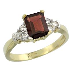 Natural 1.48 ctw garnet & Diamond Engagement Ring 14K Yellow Gold - REF-52K3R