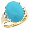 Image 1 : Natural 11.02 ctw Turquoise & Diamond Engagement Ring 10K Yellow Gold - REF-79Z6Y