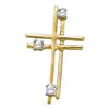 Image 1 : 0.04 CTW Diamond Simple Layered Cross Pendant 14KT Yellow Gold - REF-8N9F