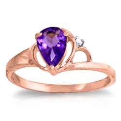 Genuine 0.66 ctw Amethyst & Diamond Ring Jewelry 14KT Rose Gold - REF-31H4X