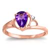 Image 1 : Genuine 0.66 ctw Amethyst & Diamond Ring Jewelry 14KT Rose Gold - REF-31H4X