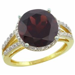 Natural 5.34 ctw Garnet & Diamond Engagement Ring 10K Yellow Gold - REF-41Z6Y