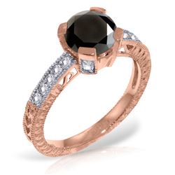 Genuine 1.30 ctw Black & White Diamond Ring Jewelry 14KT Rose Gold - REF-149F2Z