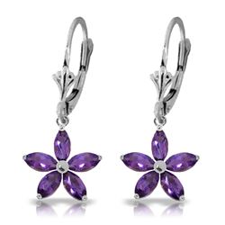 Genuine 2.8 ctw Amethyst Earrings Jewelry 14KT White Gold - REF-46X7M