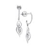 Image 1 : 0.10 CTW Diamond Oblong Cluster Dangle Earrings 10KT White Gold - REF-18W2K